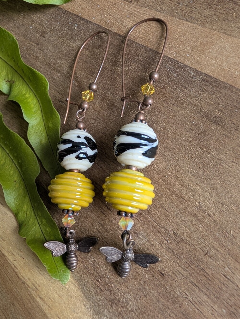 Handcrafted Yellow Bee Drop Earrings - Artisan Jewelry